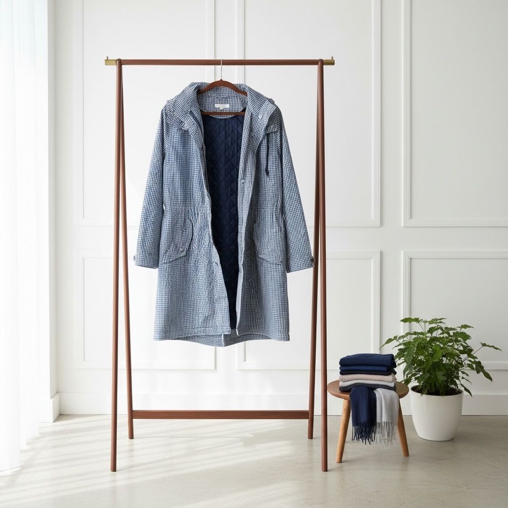 Uniqlo Blue Checkered Rain Jacket with removable liner XL